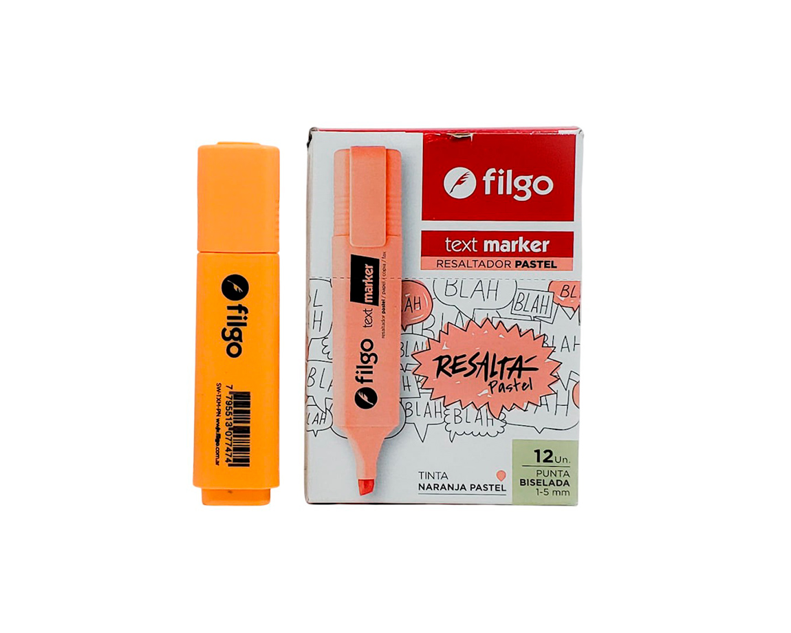 RESALTADOR FILGO CHATO PASTEL NARANJA