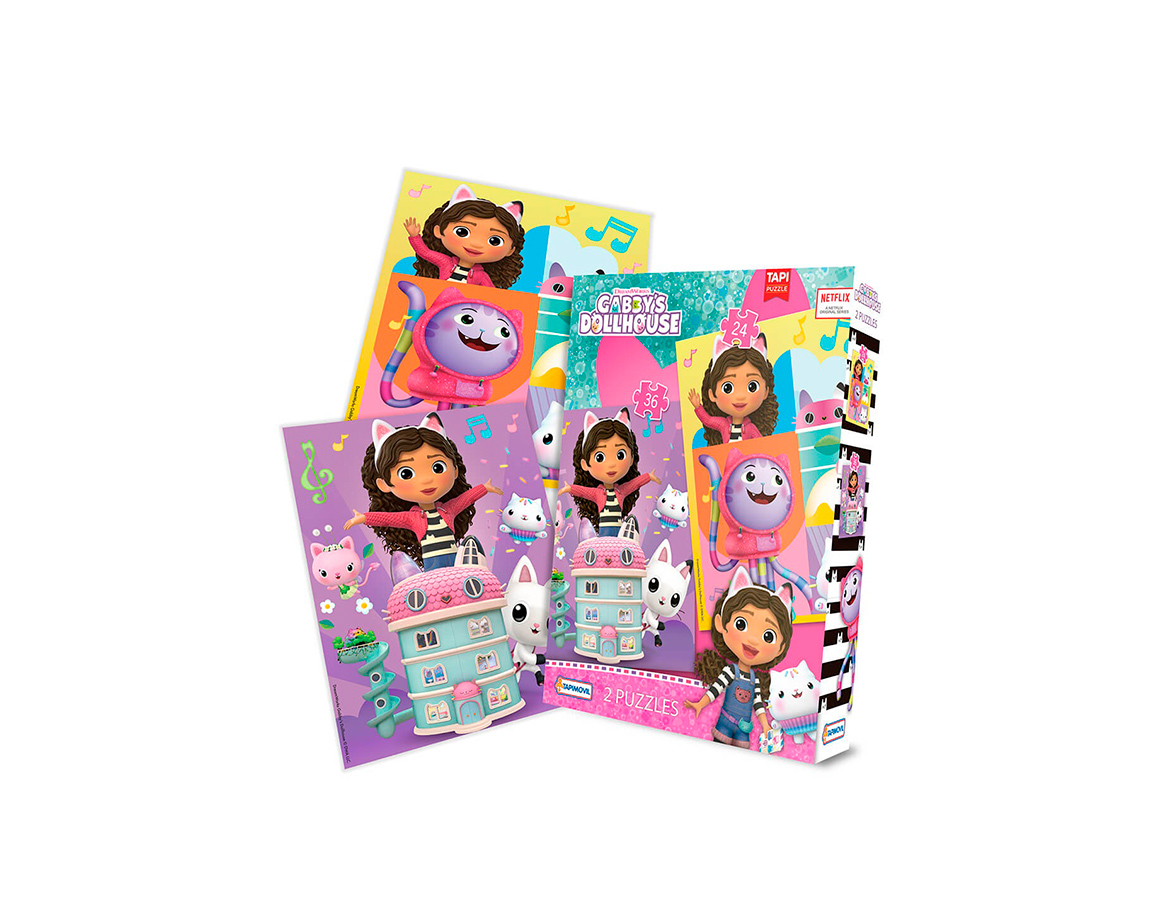 JUGUETE GABBYS DOLLHOUSE UGD01015 2 PUZZLES 24 y 36 PIEZAS