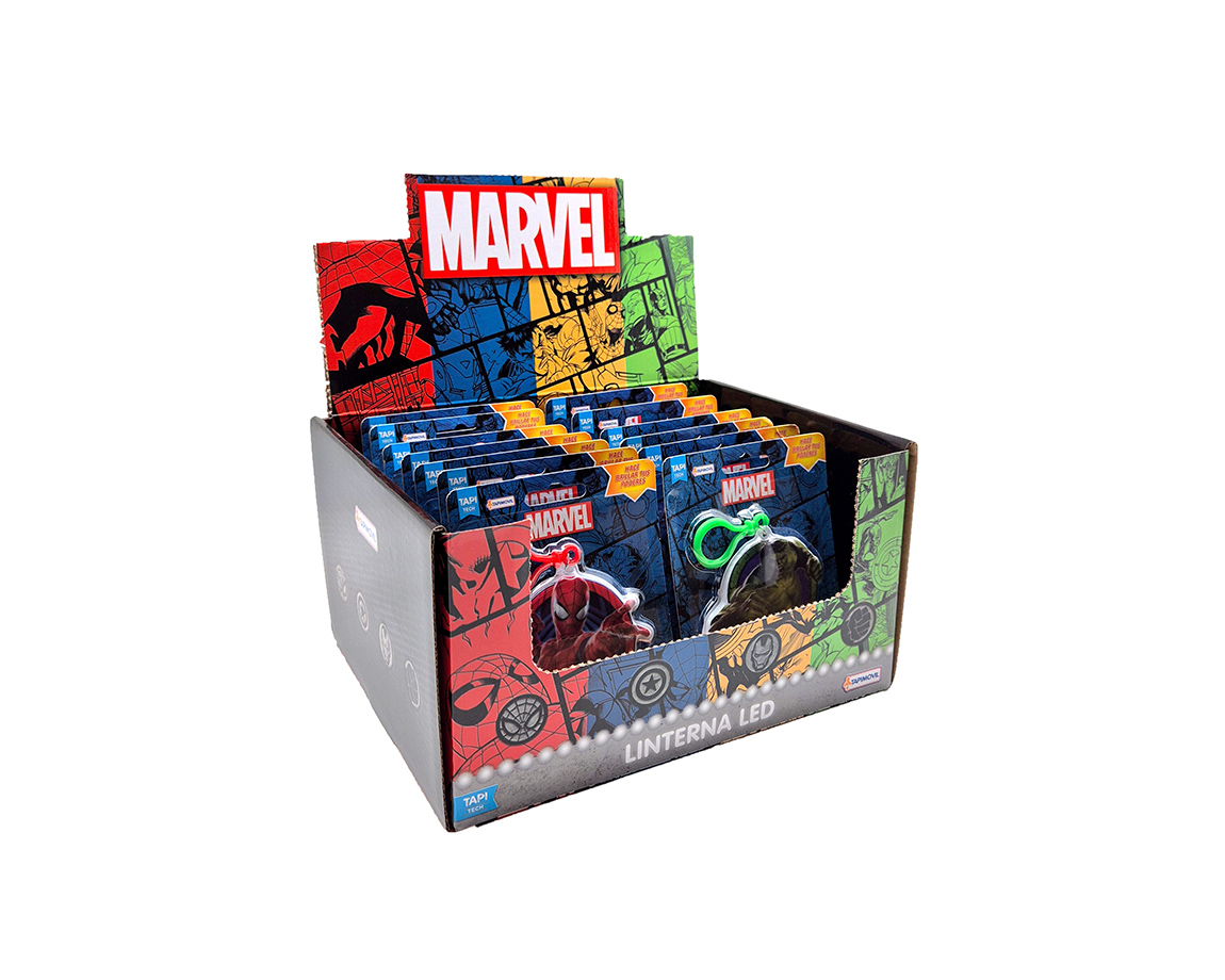LINTERNA LED CON CLIP MARVEL VAV03453 SURTIDA DISPLAY X16