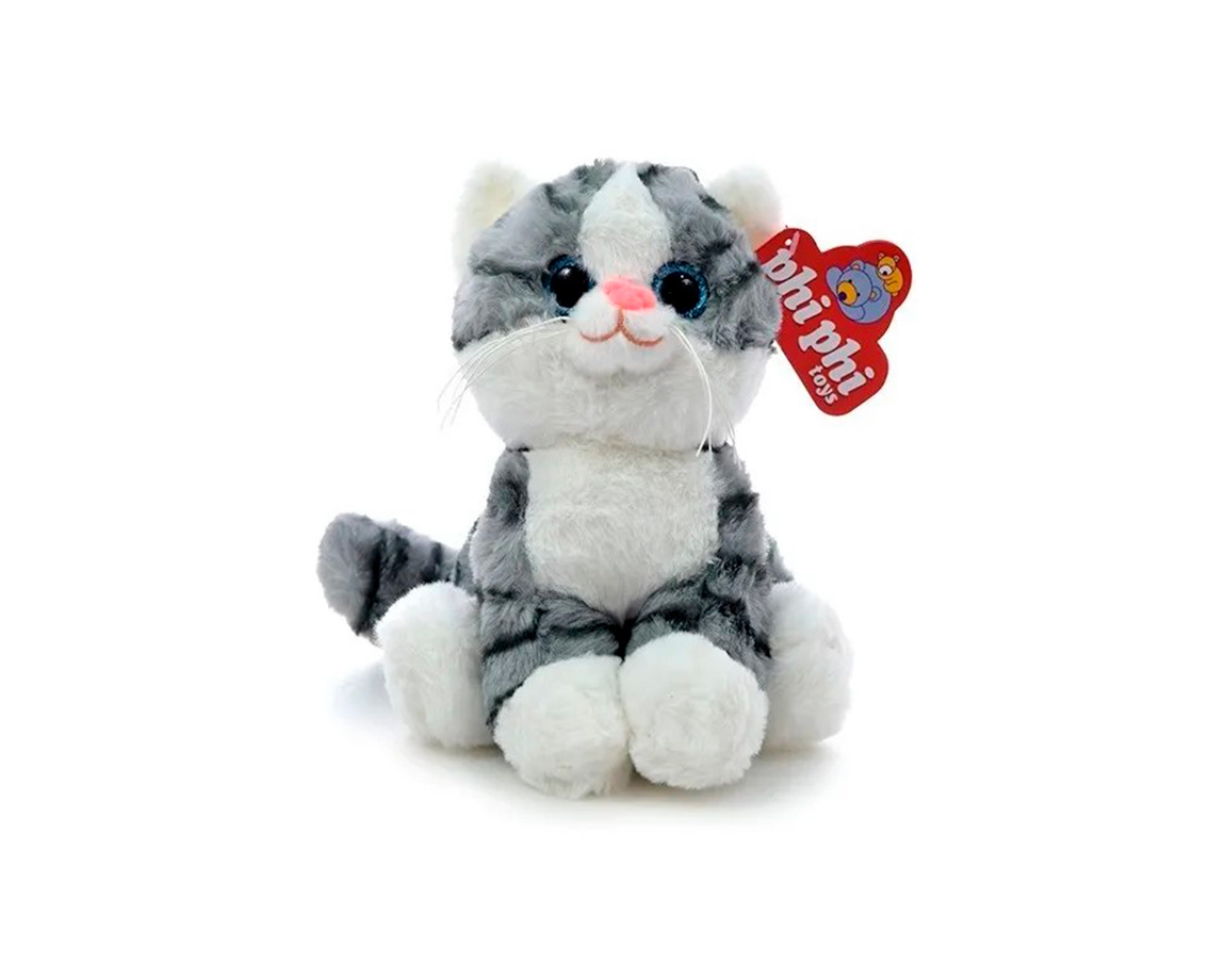 PELUCHE 3971 GATO PARADO C/OJOS VIDRIOSOS 20CM