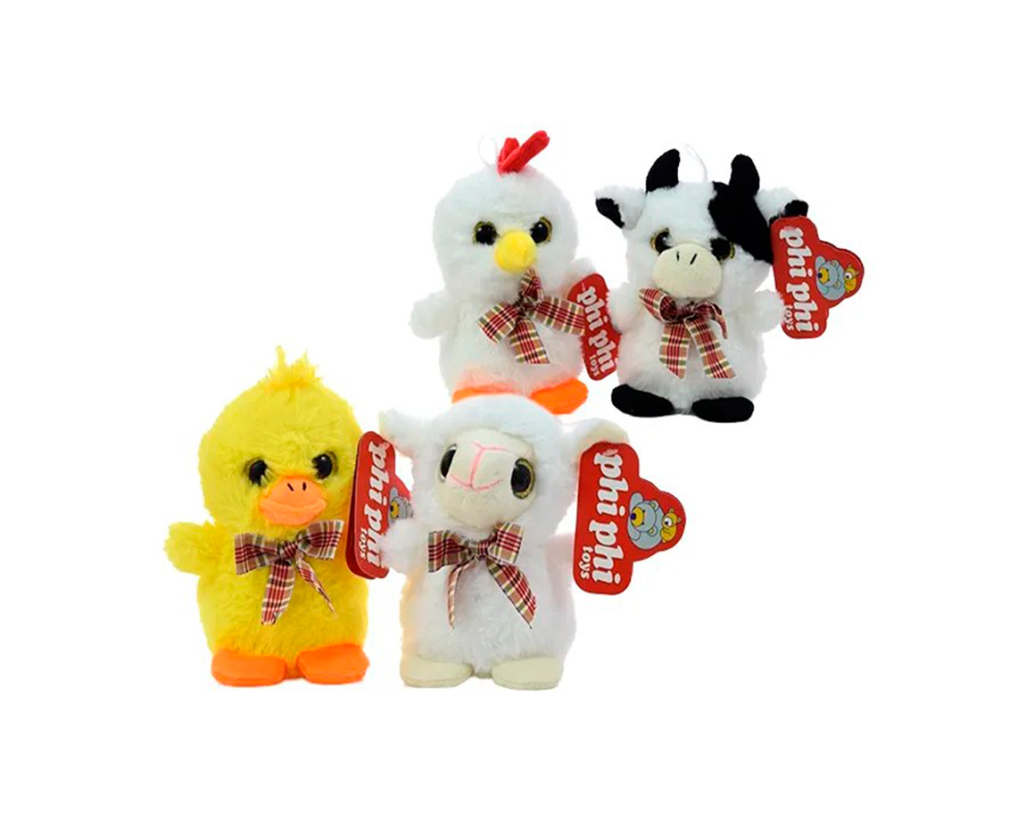 PELUCHE 4506 PATO VACA GALLO Y OVEJA 15CM