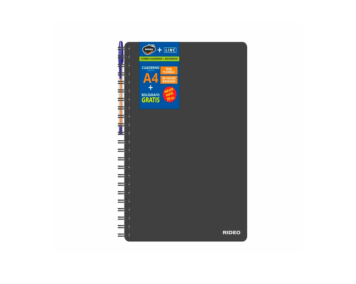 CUADERNO RIDEO 3814 A4 ECOBLACK 120 H =