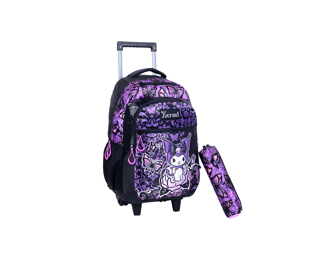 MOCHILA WABRO 45249 KUROMI MARIPOSAS 18" CARRO ESPECIAL C/ CARTUCHERA