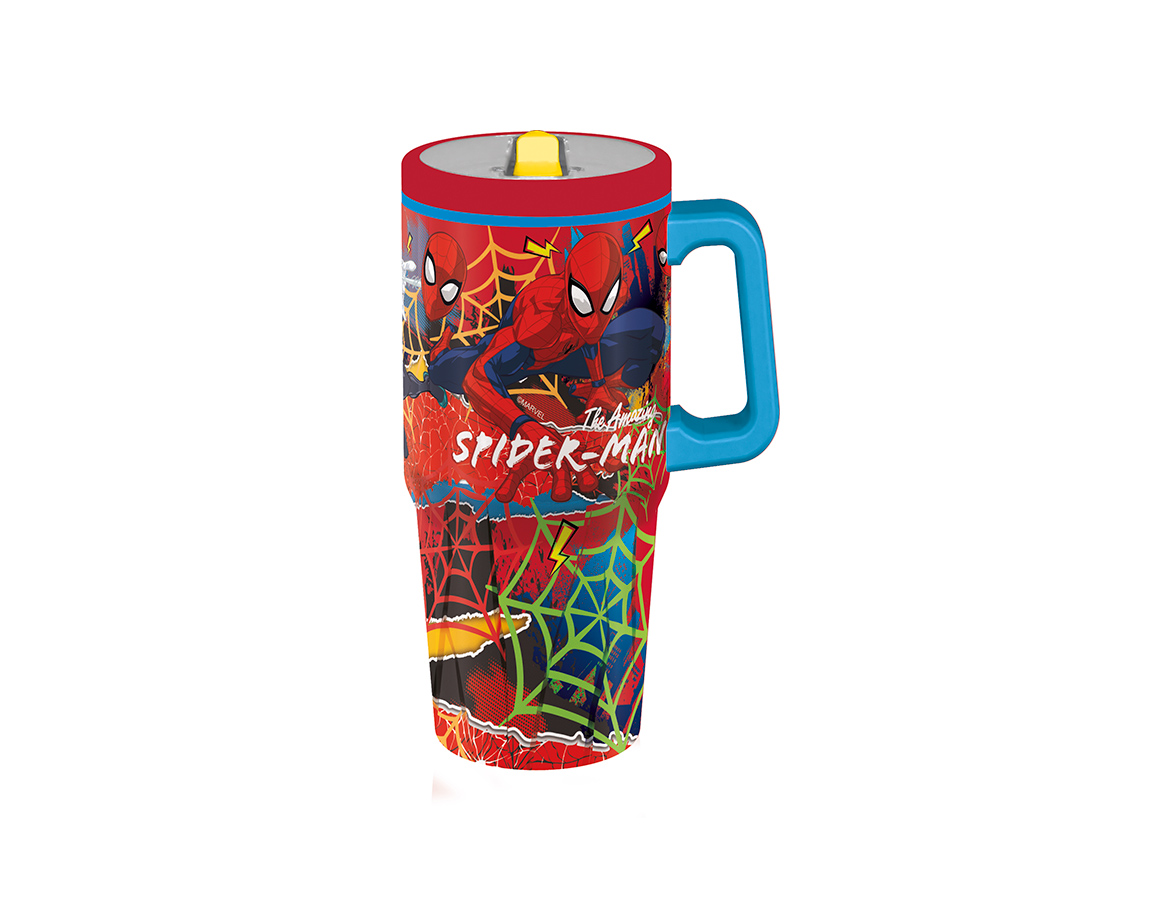 TAZA WABRO CON TAPA 1677 SPIDERMAN 640 ML
