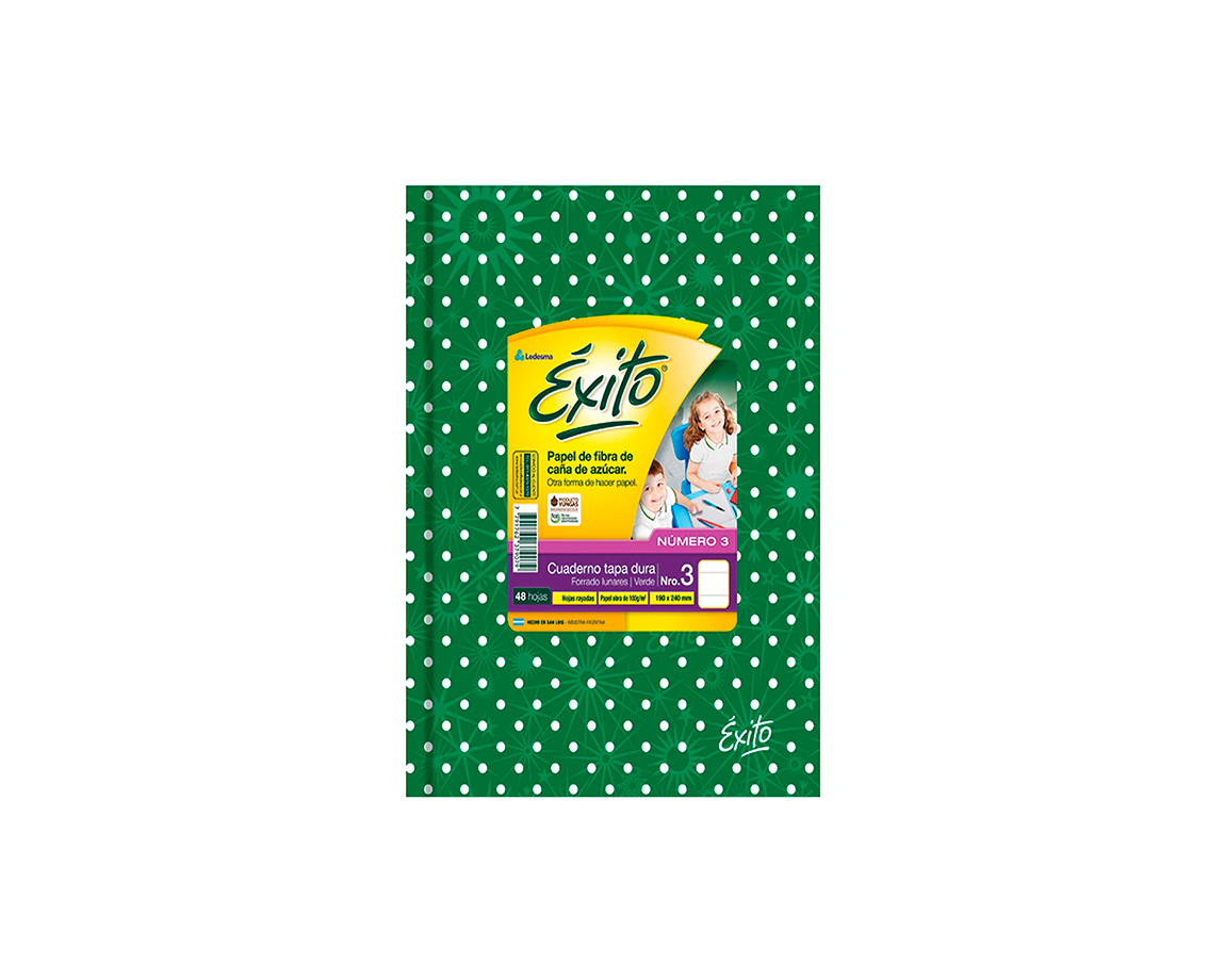 CUADERNO EXITO 19x24 E3 LUNARES T/D. 48 H = VERDE
