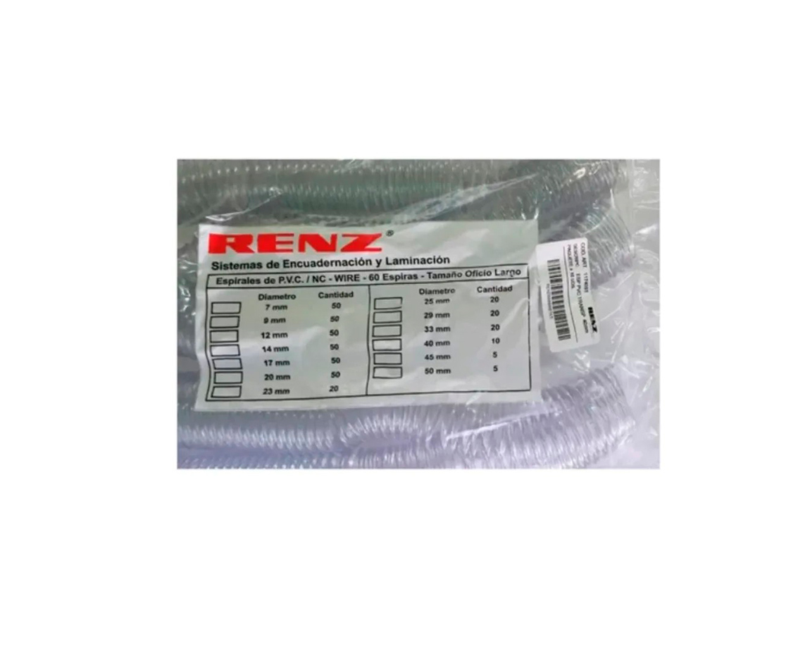 ENCUADERNAC RENZ ESPIRAL 40MM x10 U. (300 H).TRANSP