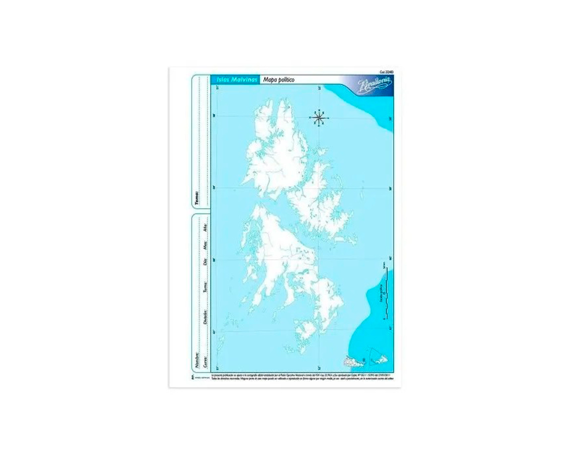 MAPAS RIVADAVIA CARTA BLOCK ISLAS MALVINAS POL