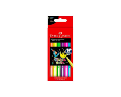 MARCADOR FABER ESCOLAR x  6 UNID. NEON