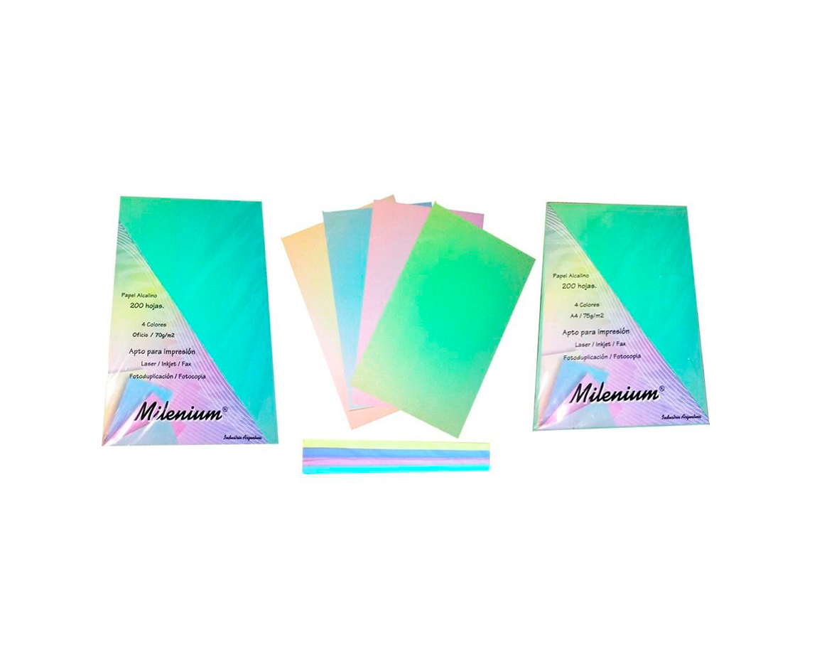 PAPEL RESMA MILENIUM OF 70 GS 4 COL x 100 hjs