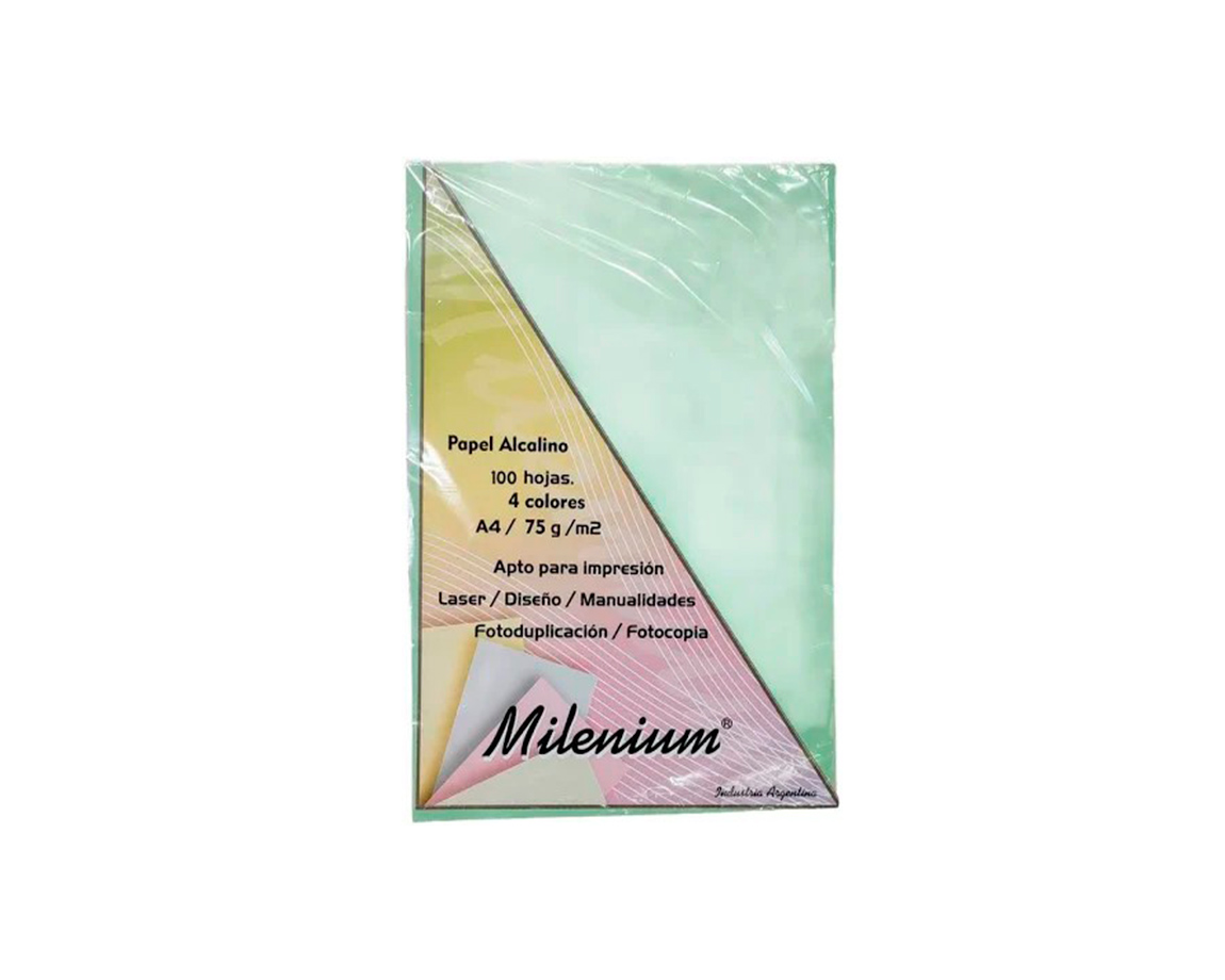 PAPEL RESMA MILENIUM A4 75 GS 4 COL x 100 hjs