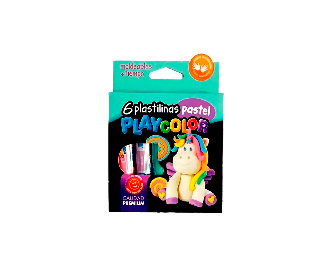 PLASTILINA PLAYCOLOR CAJA x6 BARRAS PASTEL SURTIDAS