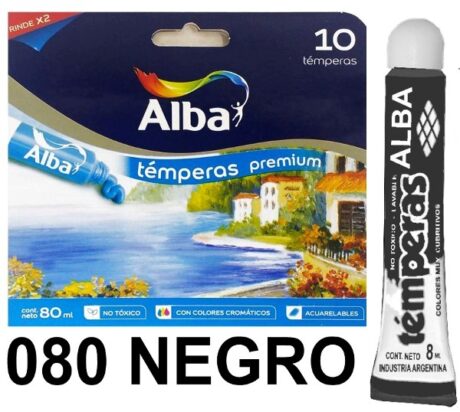 TEMPERA ALBA POMO COMUN 8 ML  x10U. NEGRO