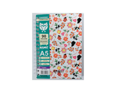 CUADERNO ROME 73155/2 A5 FLORES 90 HOJAS #
