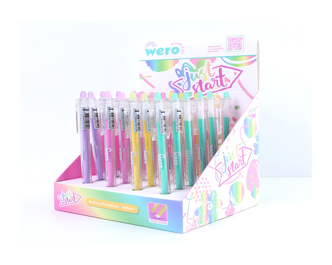BOLIGRAFO WERO WE4019 BORRABLE JUST START - GLITTER