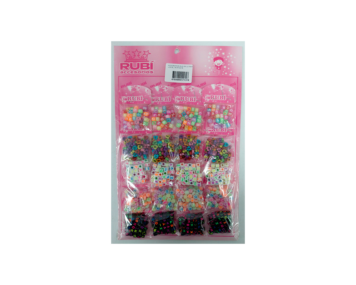 ACCESORIOS RUBI 90 LETRAS  x 20 BL. SURTIDOS