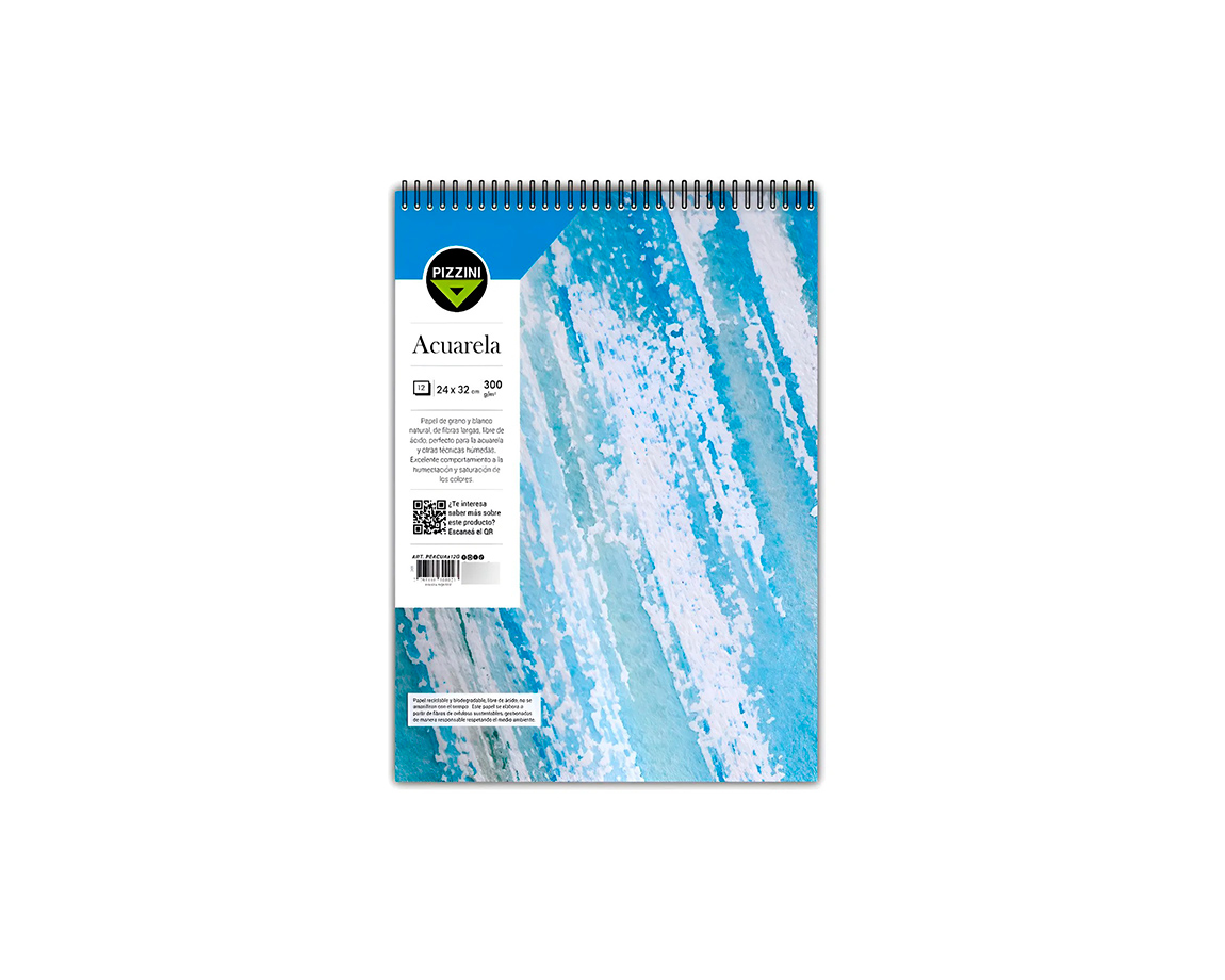 BLOCK PIZZINI ACUARELA EMBLOC. 24x32 300 gs x 12 HOJAS -PBACUAx12G-