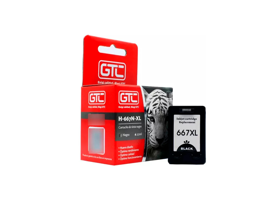 CARTUCHO GTC HP  667N XL NEGRO 1275 21 ml