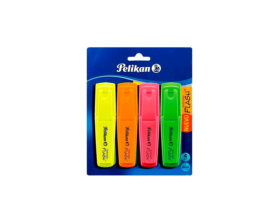 RESALTADOR PELIKAN FLASH BLISTER x 4 SURTIDO