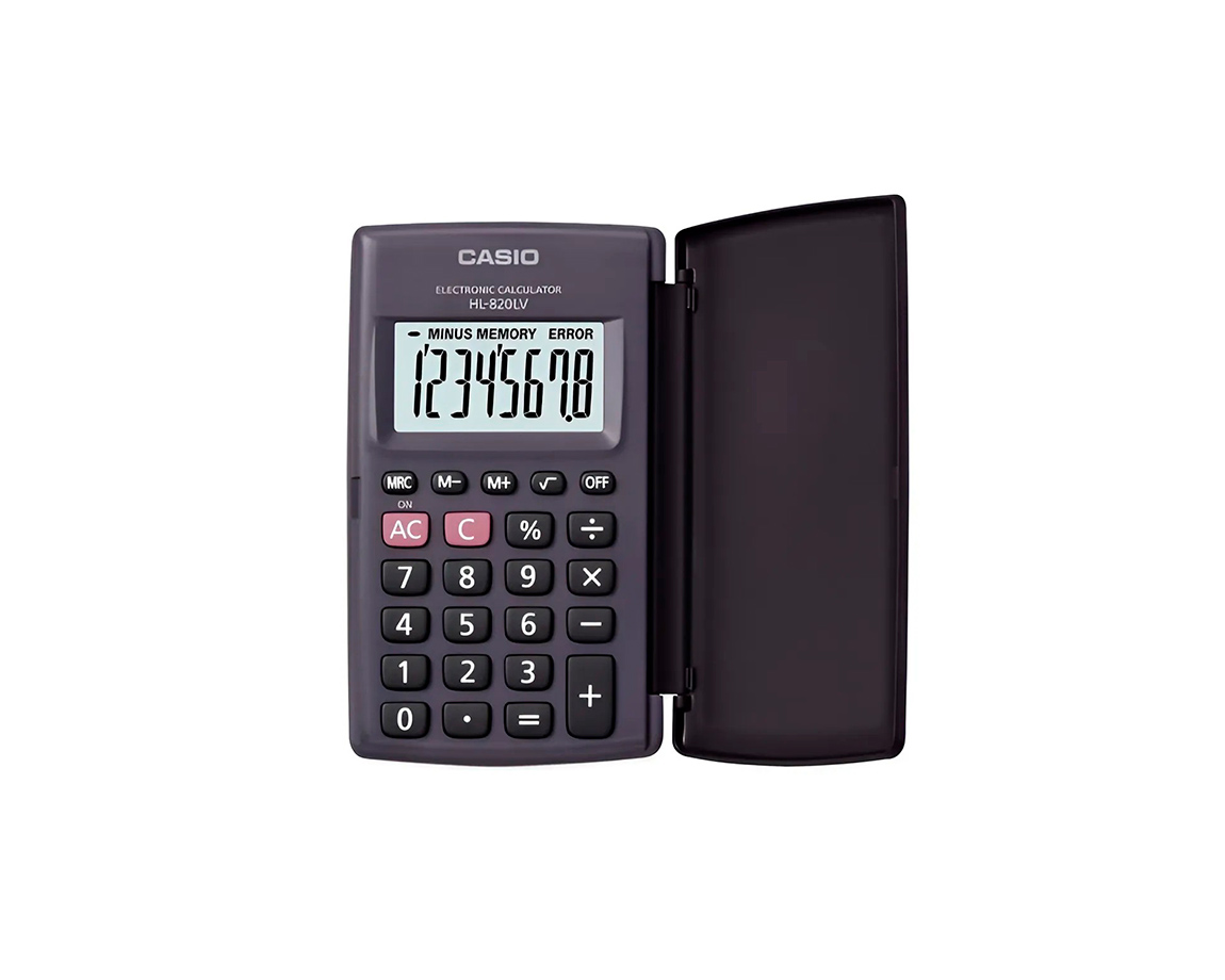 CALCULADORAS CASIO HL-820LV BOLSILLO 8 DIG. NEGRA C/TAPA