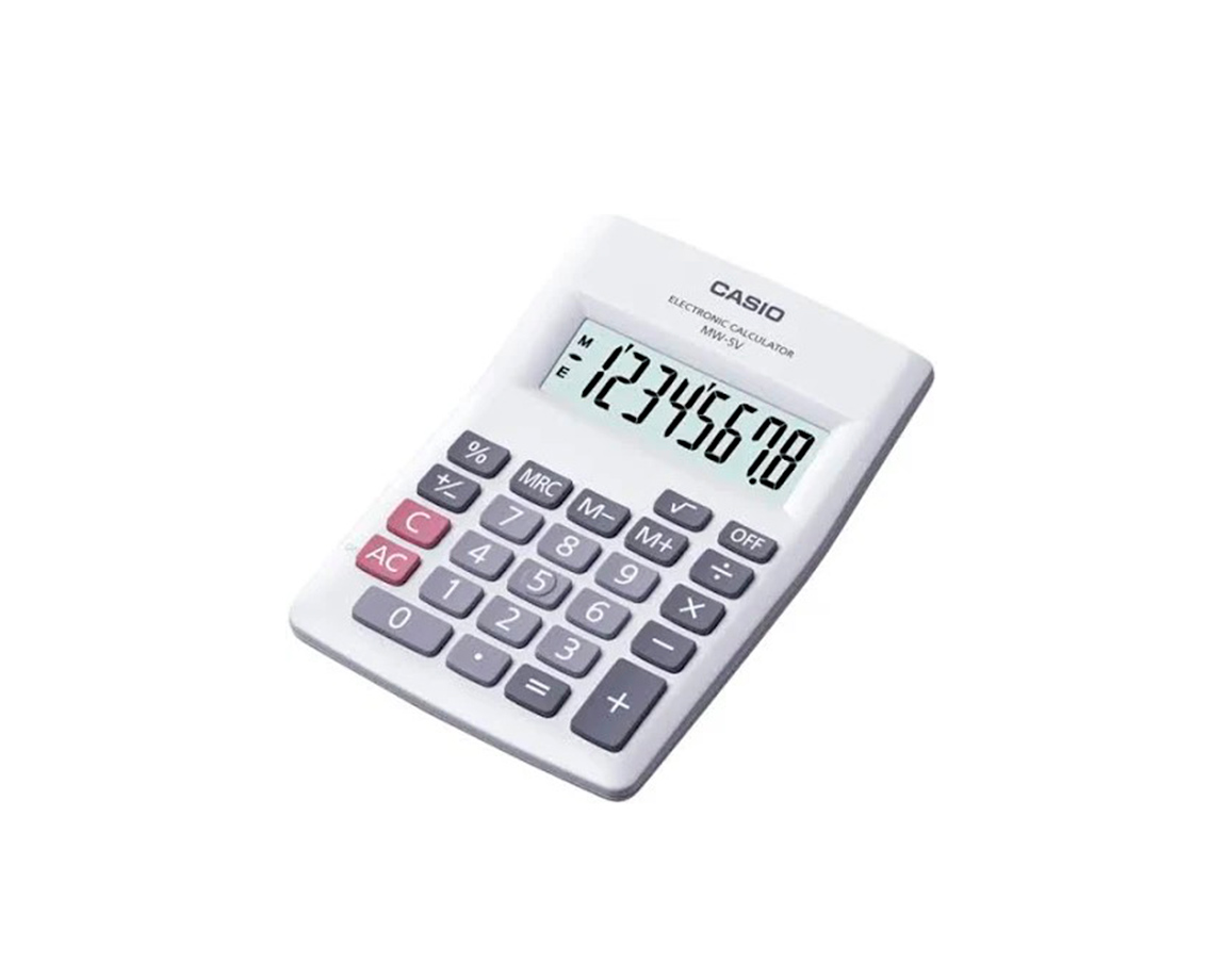 CALCULADORAS CASIO MW5V BOLSILLO 8 DIG. BLANCA