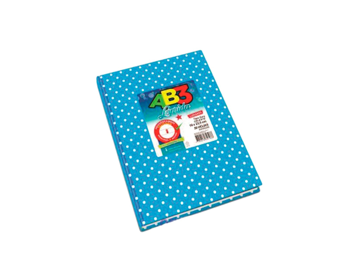 CUADERNO LAPRIDA AB3 19x23.5 LUNARES 50 H.= CELESTE