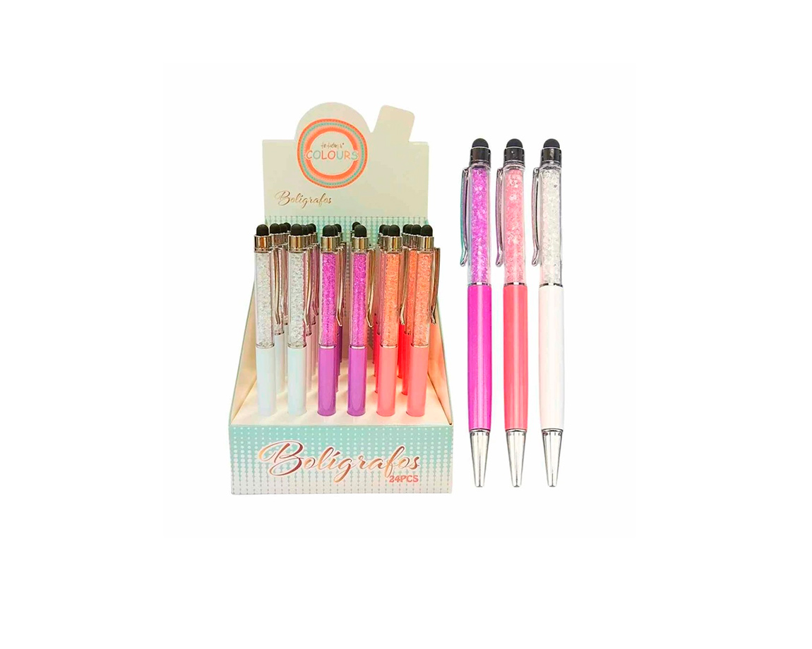 BOLIGRAFO COLOURS 27025 METAL C/MOSTACILLAS Y C/CLIP