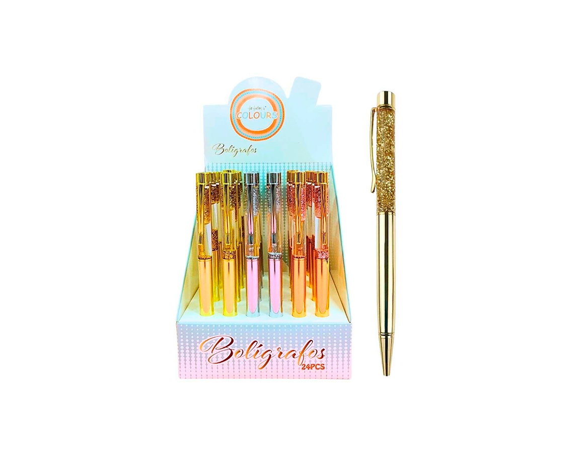 BOLIGRAFO COLOURS 27036 METAL C/GLITTER Y C/CLIP