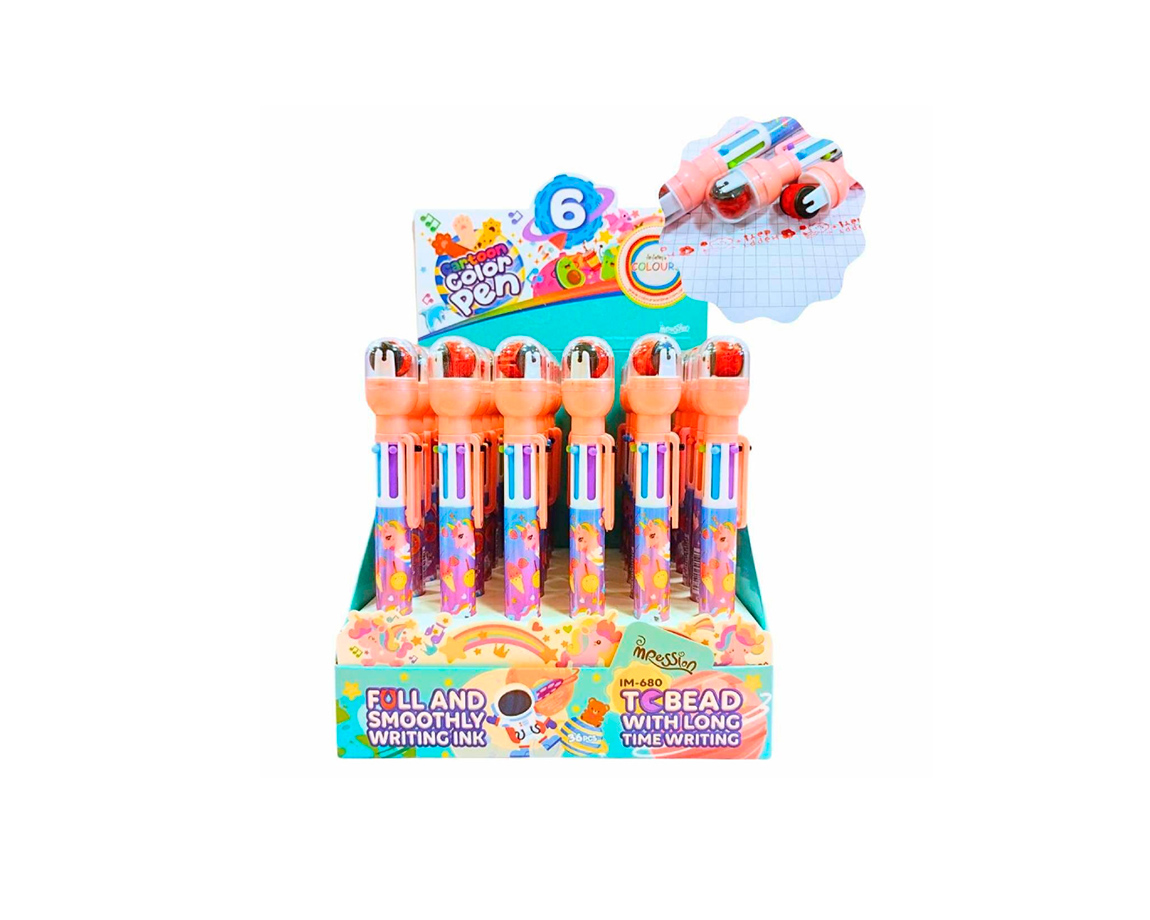 BOLIGRAFO COLOURS 27270 MULTI X6 UNICORNIO C/SELLO Y CLIP