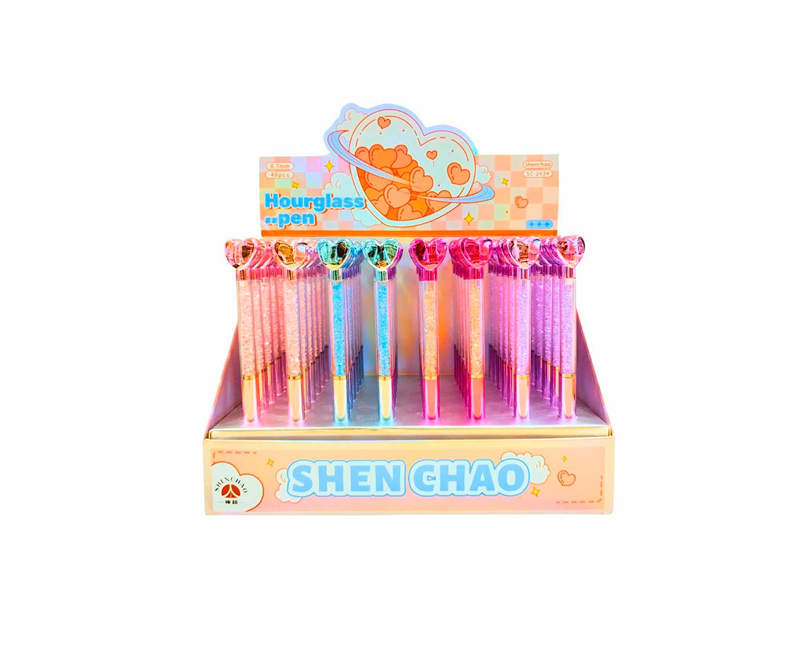 BOLIGRAFO COLOURS 28207 METAL CORAZON C/MOSTACILLA 0.7 MM AZUL