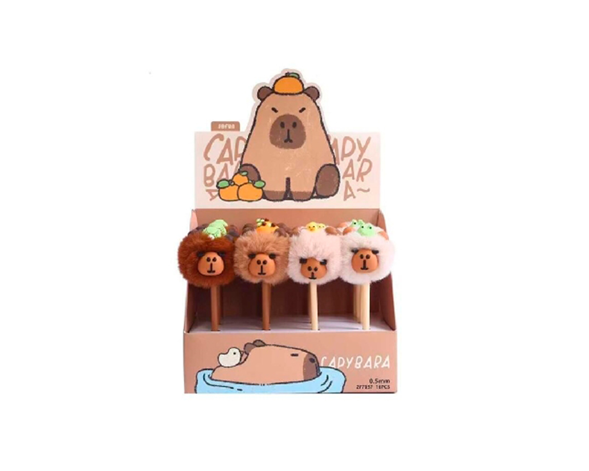 BOLIGRAFO COLOURS 28214 CAPYBARA C/PELUCHE Y ANIMALITO AZUL