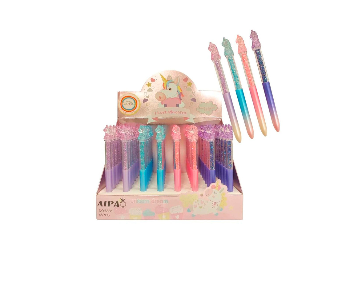 BOLIGRAFO COLOURS 28333 UNICORNIO DEGRADEE C/GLITTER AZUL