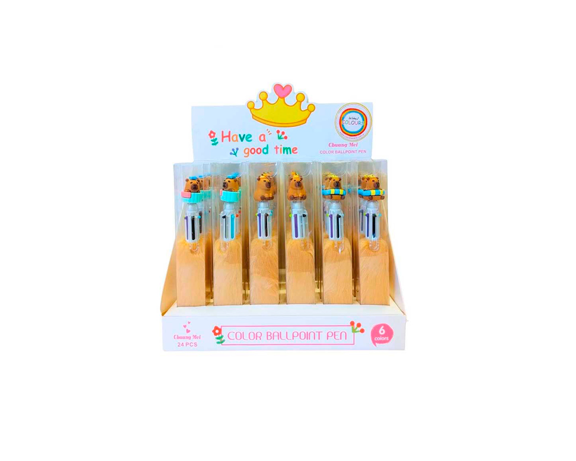 BOLIGRAFO COLOURS 28334 MULTI X 6 CAPYBARA PELUCHE