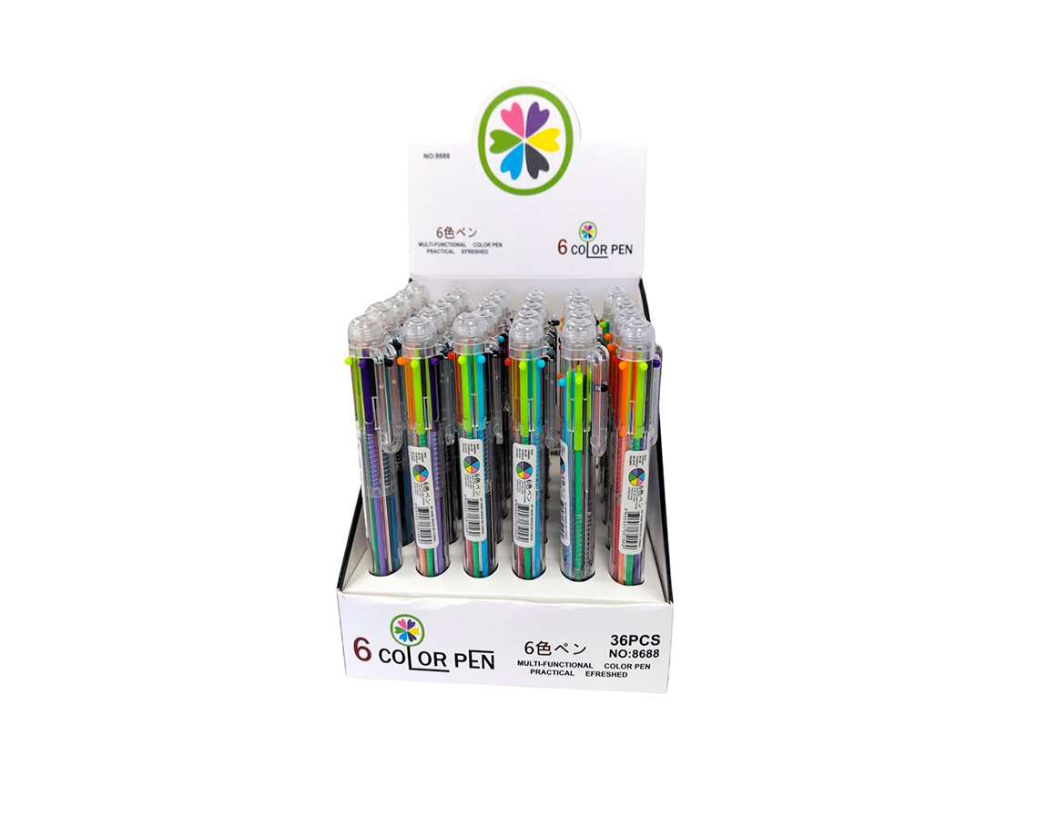 BOLIGRAFO COLOURS 28450 MULTI X6 CUERPO TRANSPARENTE