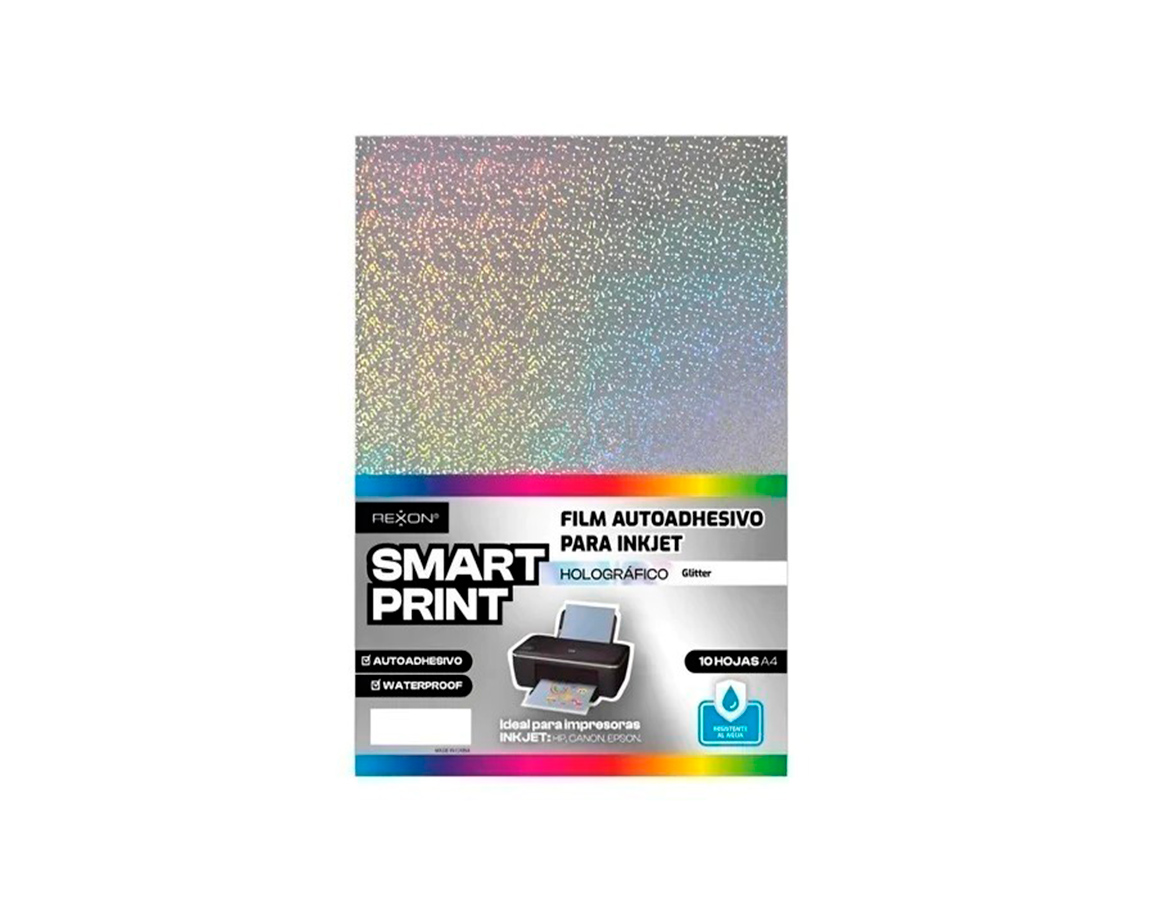 PAPEL REXON SMART PRINT HOLOGRAFICO GLITTER A4 10H INK-JET 789156 (16536)