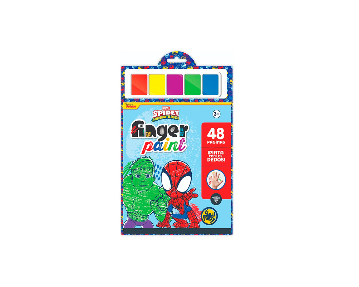 LIBROS VERTICE 6569 CAJA PINTURA PARA DEDOS N°3 SPIDEY & FRIENDS