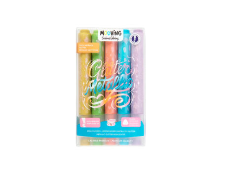 RESALTADOR MOOVING COLORING 3051605 METALICOS GLITTER X 5