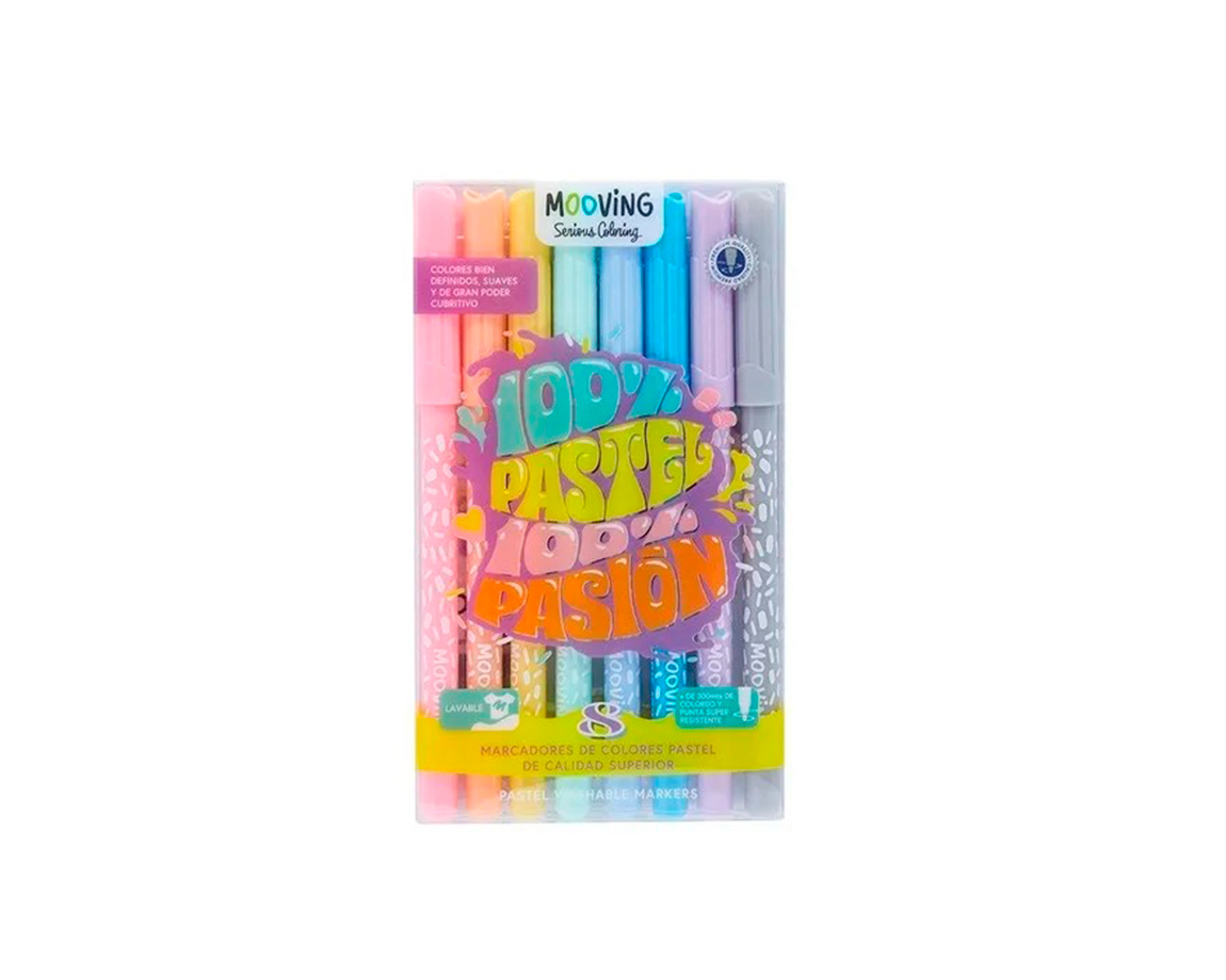 MARCADOR MOOVING COLORING 3021108 x 8 U.PASTEL/WASHABLE