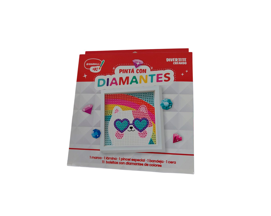 SET SIMBALL PINTA CON DIAMANTES GATO