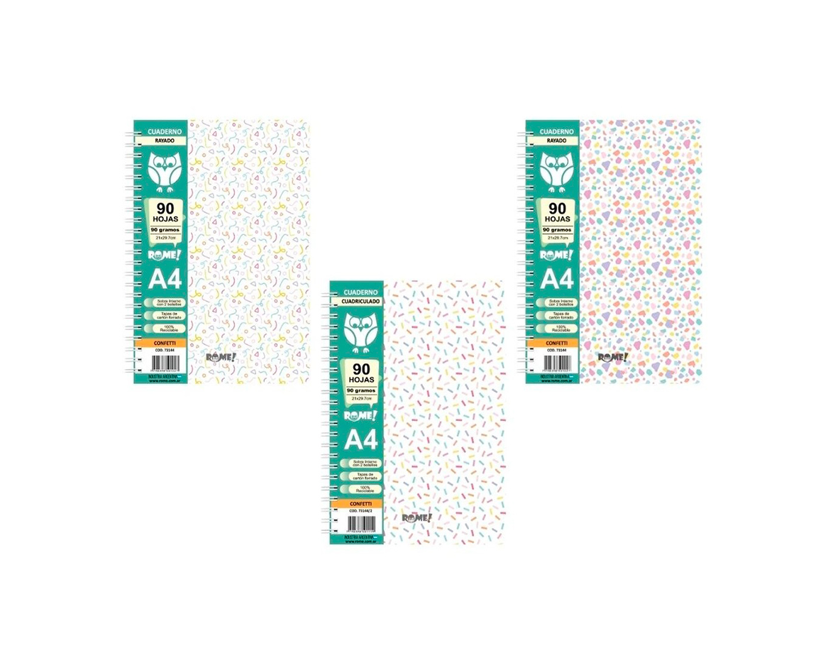 CUADERNO ROME 73144 A4 CONFETTI 90 HOJAS =