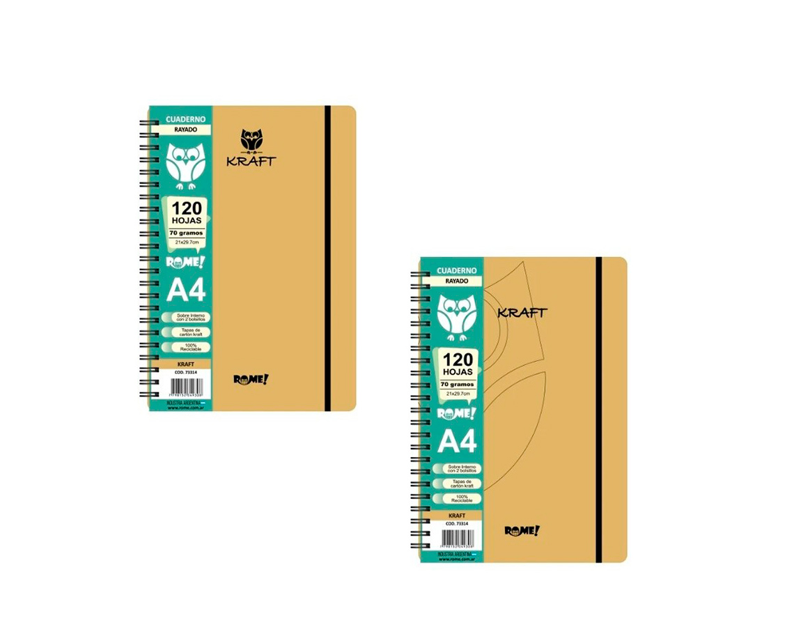 CUADERNO ROME 73314 A4 KRAFT 90 HOJAS =