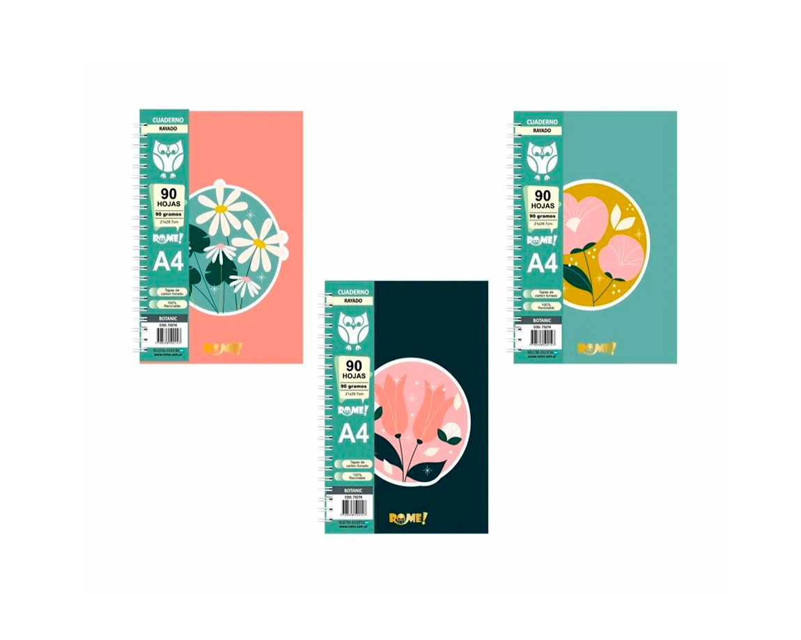CUADERNO ROME 73274/2 A4 BOTANIC 90 HOJAS #