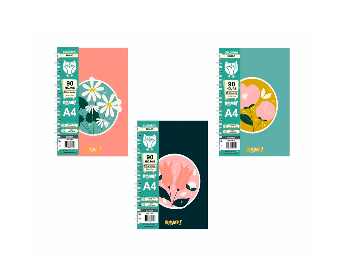 CUADERNO ROME 73274 A4 BOTANIC 90 HOJAS =