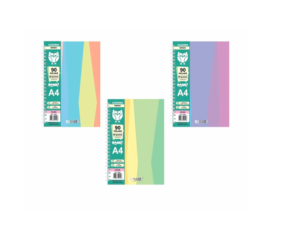 CUADERNO ROME 73284/2 A4 COLORS 90 HOJAS #