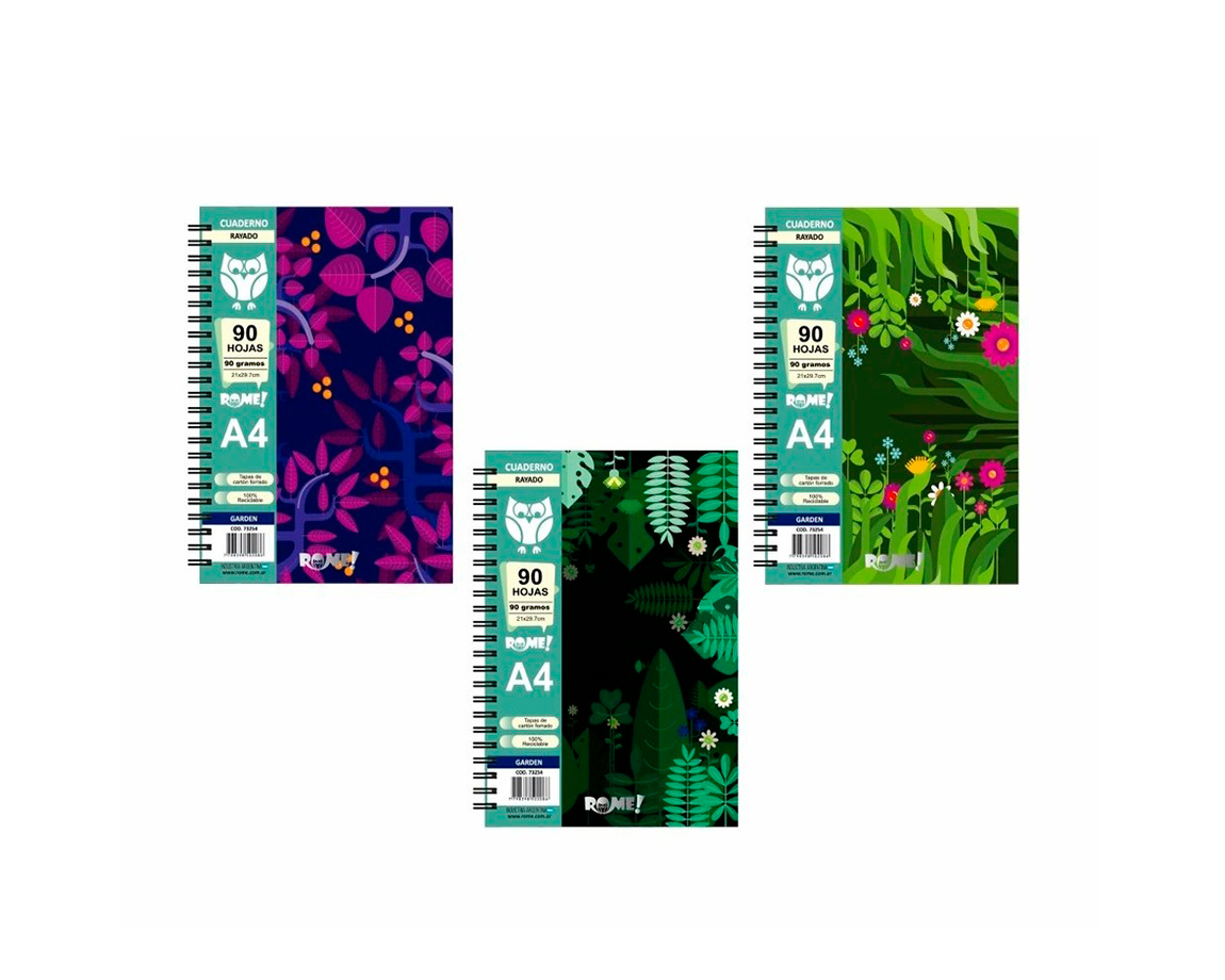 CUADERNO ROME 73254 A4 GARDEN 90 HOJAS =