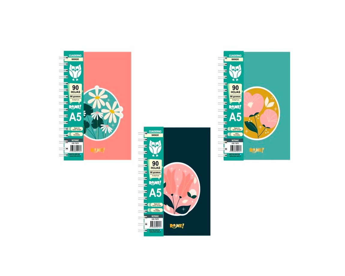 CUADERNO ROME 73275/2 A5 BOTANIC 90 HOJAS #