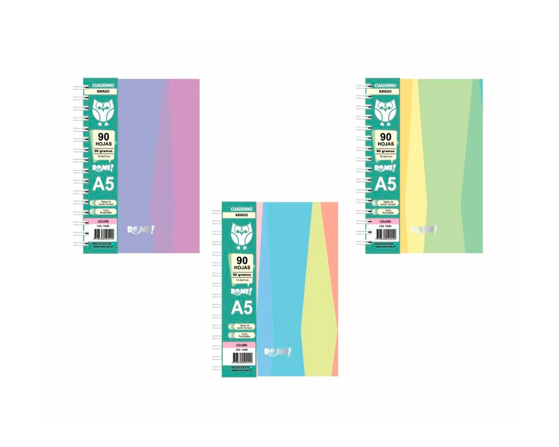 CUADERNO ROME 73285/2 A5 COLORS 90 HOJAS #