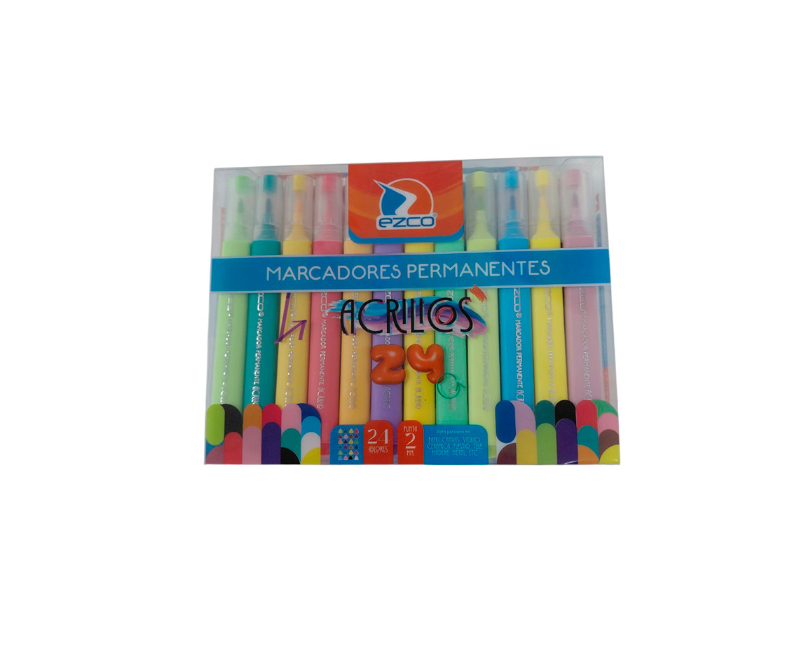 MARCADOR EZCO ACRILICOS x 24 COL. PERM