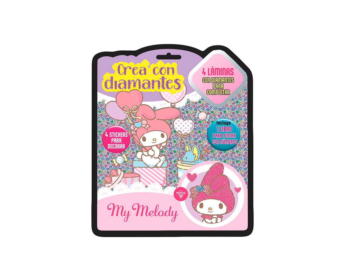 LIBROS VERTICE 6707 MY MELODY CREA CON DIAMANTES