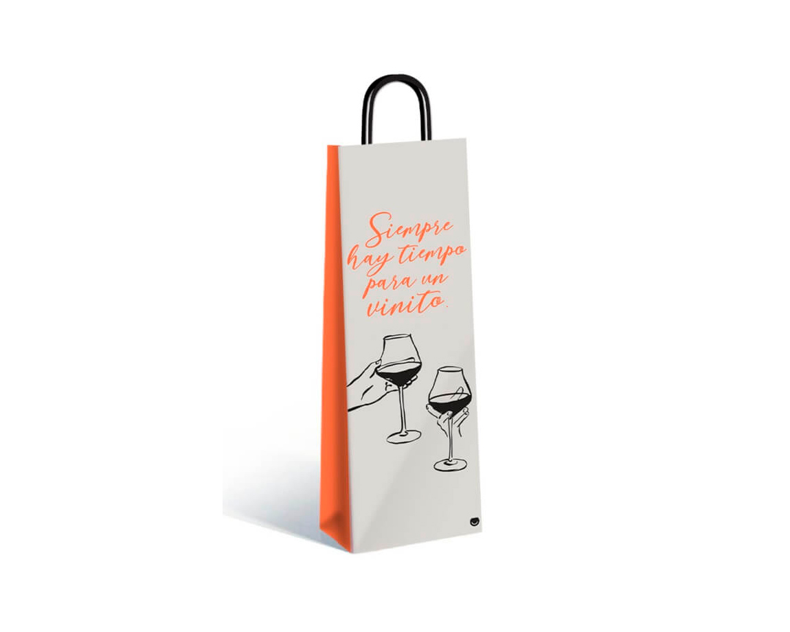 BOLSA REGALO ROMI BOTELLA 14x40 HECHO CON VINO