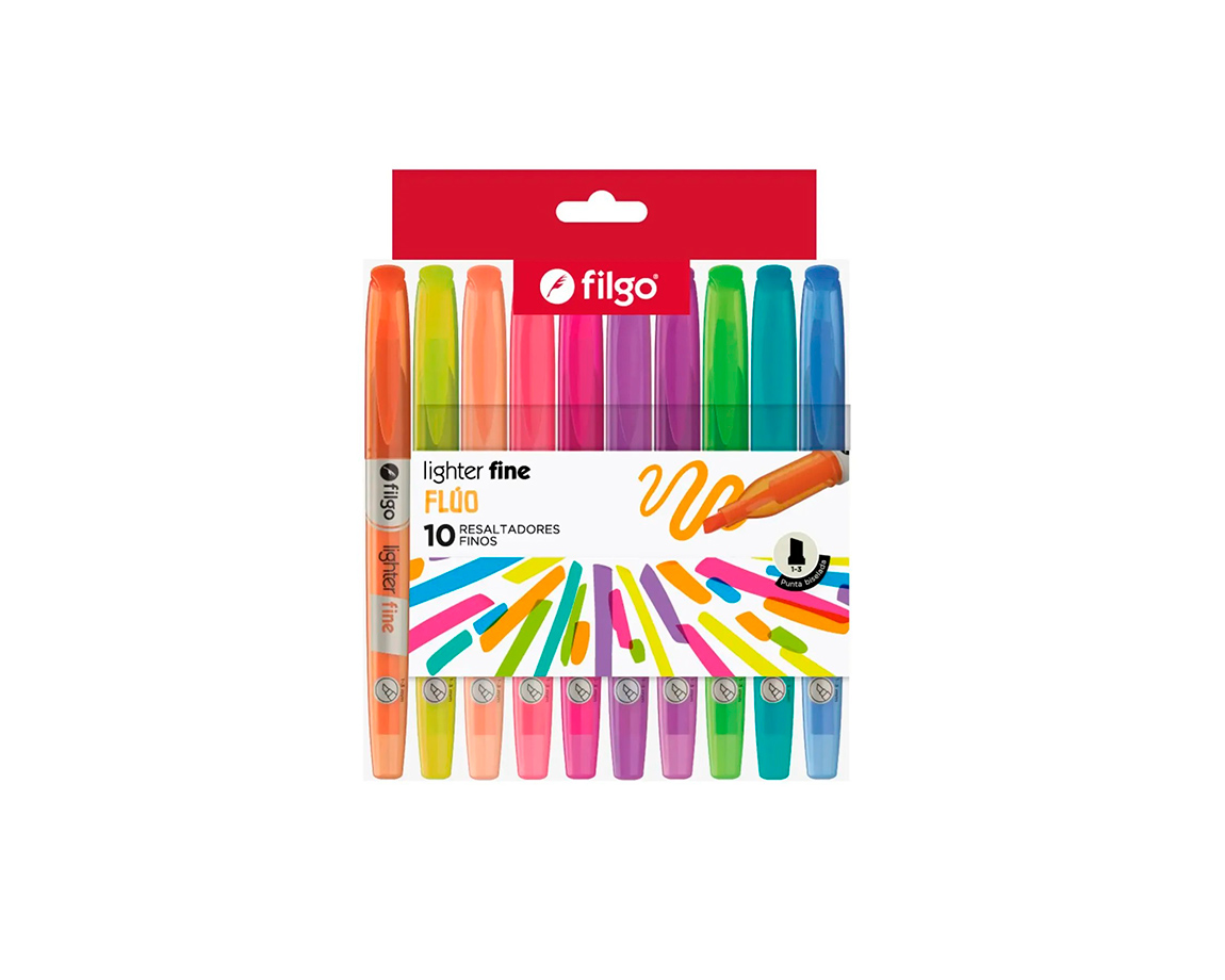 RESALTADOR FILGO FINO CLIP FLUO x 10 U.